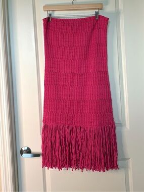 Celandine- Anthropologie: Strapless Crochet Fringe-Trim Knit Dress